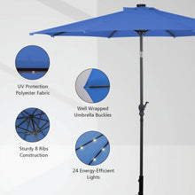 Load image into Gallery viewer, 10 ft Patio Solar Umbrella with Crank and LED Lights-Blue