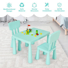 Load image into Gallery viewer, 3-Piece Toddler Multi Activity Play Dining Study Kids Table and Chair Set-Green