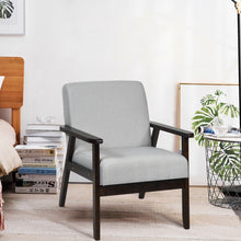 Load image into Gallery viewer, Solid Rubber Wood Fabric Accent Armchair-Light Gray