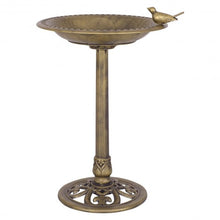 Load image into Gallery viewer, Antique Gold Freestanding Pedestal Bird Bath Feeder