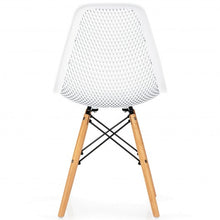 Load image into Gallery viewer, 4 Pcs Modern Plastic Hollow Chair Set with Wood Leg-White