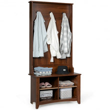 Load image into Gallery viewer, Coat Hat Rack with Shelf and 3 Hooks Organizer-Brown