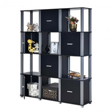Load image into Gallery viewer, 4-Tier Storage Shelf Display Bookcase with 6 Doors-Black