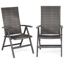 Load image into Gallery viewer, 2 pcs Rattan Folding Reclining  Outdoor Wicker Portable Chairs