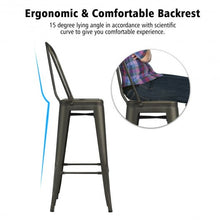 Load image into Gallery viewer, 30" Height Set of 4 High Back Metal Industrial Bar Stools-Gun