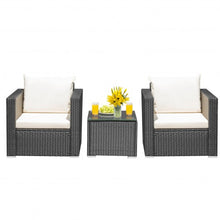 Load image into Gallery viewer, 3 Pcs Patio wicker Furniture Set-White
