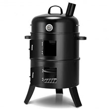 Load image into Gallery viewer, 3-in-1 Portable Round Charcoal Smoker BBQ Grill Built-in Thermometer