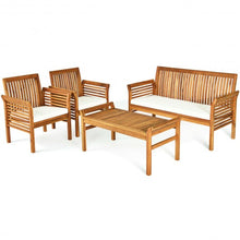Load image into Gallery viewer, 4 Pcs Outdoor Acacia Wood Sofa Furniture Set