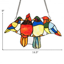 Load image into Gallery viewer, 14.5" Tiffany Glass Birds Window Panel Hangings with Chain