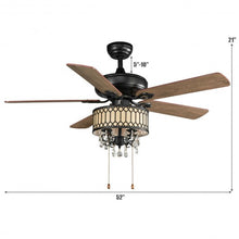 Load image into Gallery viewer, 52" Crystal Ceiling Fan Lamp w/ 5 Reversible Blades-Black