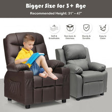 Load image into Gallery viewer, PU Leather Kids Recliner Chair with Cup Holders and Side Pockets-Brown