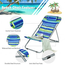 Load image into Gallery viewer, Portable Beach Chair Set of 2 with Headrest -Blue