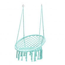 Load image into Gallery viewer, Hanging Macrame Hammock Chair with Handwoven Cotton Backrest-Turquoise