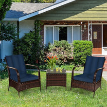 Load image into Gallery viewer, 3 PCS Patio Rattan Furniture Set-Navy