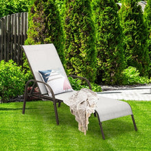 Load image into Gallery viewer, 2 Pcs Outdoor Patio Lounge Chair Chaise Fabric with Adjustable Reclining Armrest-Gray