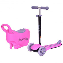 Load image into Gallery viewer, 3 in 1 Storage Kids Kick Wheel Scooter w/ Adjust Handle Bar-Pink