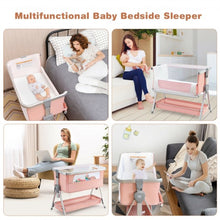 Load image into Gallery viewer, Baby Bed Side Crib Portable Adjustable Infant Travel Sleeper Bassinet-Pink