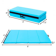 Load image into Gallery viewer, 4' x 6' x 2" PU Thick Folding Panel Exercise Gymnastics Mat-Blue