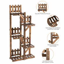 Load image into Gallery viewer, 5-Tier Flower Rack Wood Plant Stand 6 Pots Display Shelf