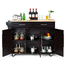 Load image into Gallery viewer, Kitchen Island Trolley Wood Top Rolling Storage Cabinet Cart with Knife Block-Brown
