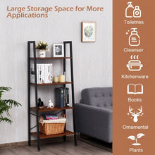 Load image into Gallery viewer, 4-Tier Ladder Shelf Bookcase Bookshelf Display Rack Plant Stand-Black