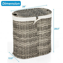 Load image into Gallery viewer, Handwoven Laundry Hamper Basket with 2 Removable Liner Bags-Gray