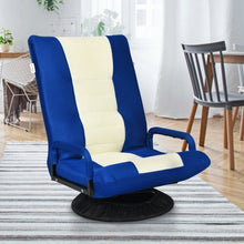 Load image into Gallery viewer, 6-Position Adjustable Swivel Folding Gaming Floor Chair-Blue