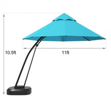 Load image into Gallery viewer, 11 Feet Outdoor Cantilever Hanging Umbrella with Base and Wheels-Turquoise