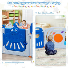 Load image into Gallery viewer, 16-Panel Baby Playpen Safety Play Center with Lockable Gate-Blue