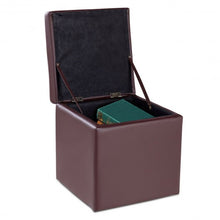 Load image into Gallery viewer, 16" Storage Box Ottoman Square Seat Foot Stool-Coffee