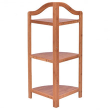 Load image into Gallery viewer, 3 Tiers Free Standing Bamboo Corner Shelving Rack