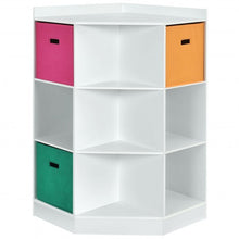 Load image into Gallery viewer, 3-Tier Kids Storage Shelf Corner Cabinet with 3 Baskets