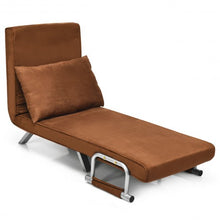 Load image into Gallery viewer, Chamois Convertible Sleeper Bed Arm Sofa with Pillow-Brown