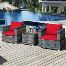 Load image into Gallery viewer, 3 Pcs Patio Rattan Furniture Bistro Sofa Set with Cushioned-Red