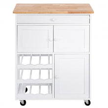 Load image into Gallery viewer, Modern Rolling Storage Kitchen Cart with Drawer-White