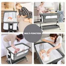 Load image into Gallery viewer, Adjustable Baby Bedside Crib with Large Storage-Dark Gray