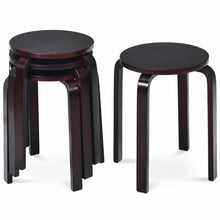 Load image into Gallery viewer, Set of 4 18" Wood Home Backless Dining Chairs-Deep Brown