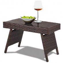 Load image into Gallery viewer, Folding PE Rattan Side Coffee Table Patio Garden Furniture