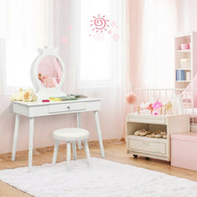 Load image into Gallery viewer, Kids Vanity Makeup Table & Chair Set Make Up Stool-White