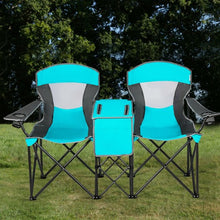 Load image into Gallery viewer, Portable Folding Camping Canopy Chairs w/ Cup Holder-Turquoise