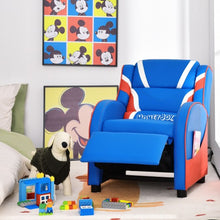 Load image into Gallery viewer, Kids Leather Recliner Chair with Side Pockets-Blue