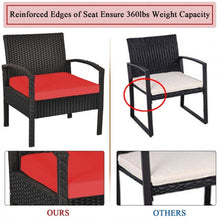 Load image into Gallery viewer, 3 Piece PE Rattan Wicker Sofa Set w/ Washable & Removable Cushion for Patio-Red