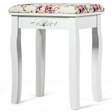 Load image into Gallery viewer, Vanity Wood Dressing Stool Padded Piano Seat with Rose Cushion