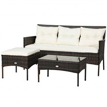 Load image into Gallery viewer, 3 Pieces Patio Furniture Sectional Set with 5 Cozy Seat and Back Cushions-White