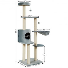 Load image into Gallery viewer, 56.5" Multi-Level Cat Tree Kitten Climbing Tower-Gray