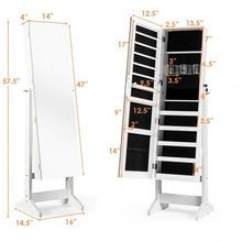 Load image into Gallery viewer, Standing Jewelry Armoire Cabinet with Full Length Mirror-White