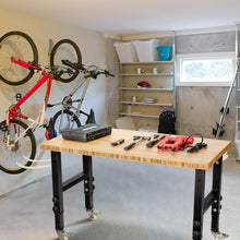 Load image into Gallery viewer, 48"×24" Adjustable Height Workbench Mobile Tool Bench Bamboo Top w/Caster-NA