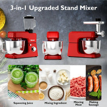 Load image into Gallery viewer, 3-in-1 Multi-functional 6-speed Tilt-head Food Stand Mixer-Red