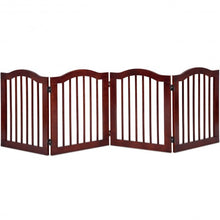 Load image into Gallery viewer, 4 Panels Folding Freestanding Wood Pet Dog Safety Gate-24"