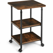 Load image into Gallery viewer, 3-tier Adjustable Printer Stand with 360° Swivel Casters-Brown
